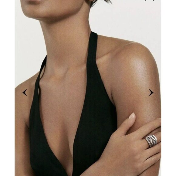 David Yurman Wide Cross Over Sterling Silver Cable Band Ring Size 5 w/Pouch Mint - Picture 2 of 13